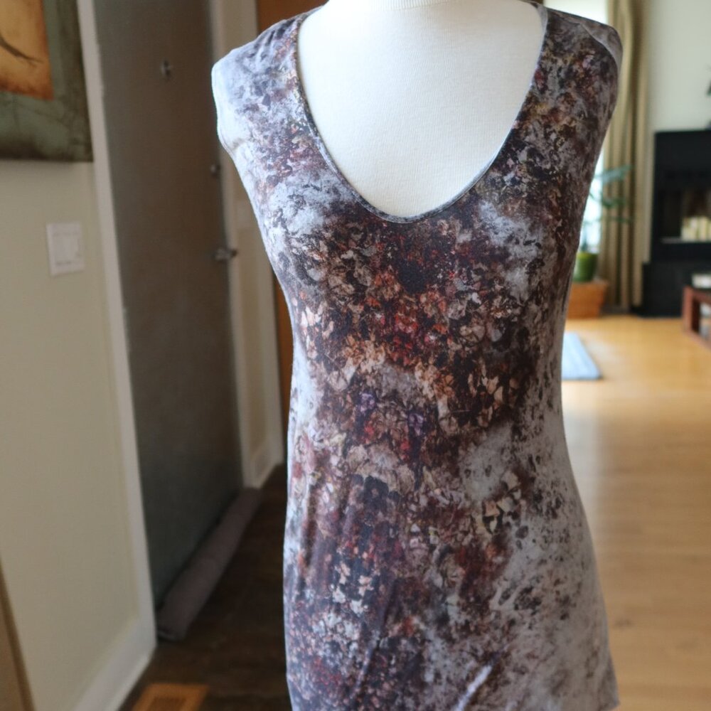 Helmut Lang asymmetrical dress/long top/coverup Y2K brown and grey print size S